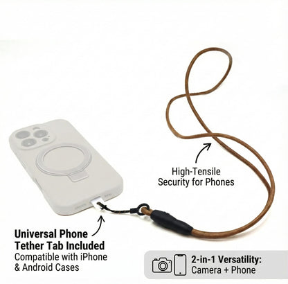 SNLxStudioz Genuine Leather Camera Strap - Scratch-Free 1mm Micro-Loop Neck & Shoulder Cord - Minimalist Crossbody Lanyard for Ricoh GR IIIx, Sony RX100 VII, Canon G7X & iPhone 15 Pro