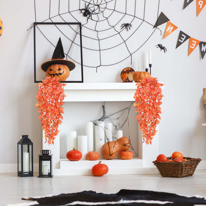 BLEUM CADE Fake Hanging Plants, 2pcs Artificial Hanging Plant, Faux Orange Vines Hanging Plant for Wall Home Living Room Indoor Outdoor Fall Decor (No Baskets)