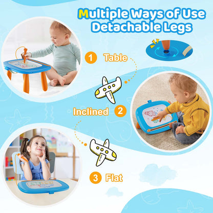 Kikidex Magnetic Drawing Board, Toddler Girl Toys for 1-3 Year Old, Doodle Board Pad Learning and Educational Toys for 1 2 3 Year Old Baby Kids Birthday Gift (Light Blue)