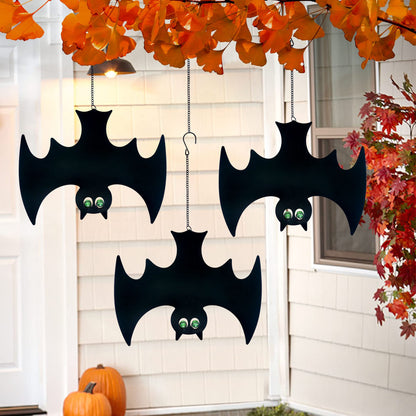 Outdoor Metal Bats, Halloween Decoration, Glow-in-The-Dark Hanging Bats, Silhouette Pendant Outdoors, Halloween Decorative Animals, Set of 3