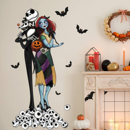 Mfault Halloween Nigh.tmare BEF.ore Christmas Wall Decals Stickers, Skull Bat Spooky Decorations Bedroom Art, Holiday Party Supplies Living Room Home Kitchen Decor