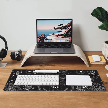 Moth Gaming Mouse Pad XL Halloween Elements Large Extended Non Slip Rubber Base Desk Mat Stitched Edge Keyboard Mat 31.5x11.8 Inch