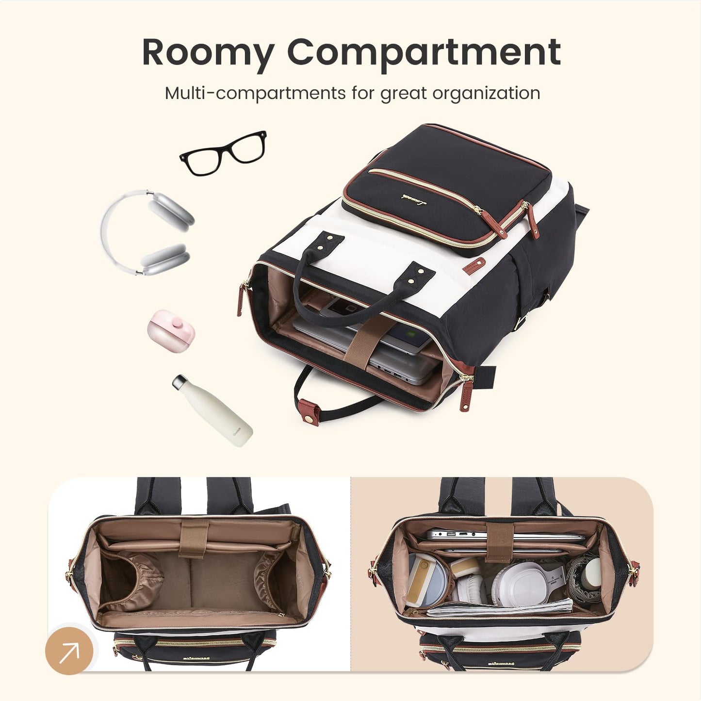 LOVEVOOK Laptop Backpack Women, 15.6 Inch Work Backpack with Large Capacity Cup, Waterproof Travel Computer Backpacks Purse, College Bookbag for School, Business, Teacher