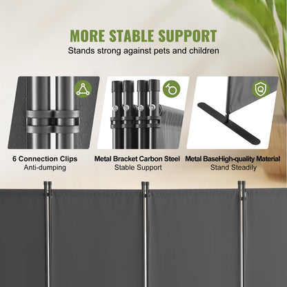 VEVOR Room Divider, 4 Panel Room Dividers and Folding Privacy Screens, Fabric Partition Room Dividers for Office, Bedroom, Dining Room, Study, Freestanding, Grey
