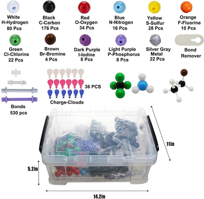 YCWF Chemistry Model Kit,974 Pcs Molecular and Atomic Model Kit for Organic and Inorganic Chemistry Learning,Chemistry Structure Kit with Atoms,Bonds & Orbitals for Teacher, Student