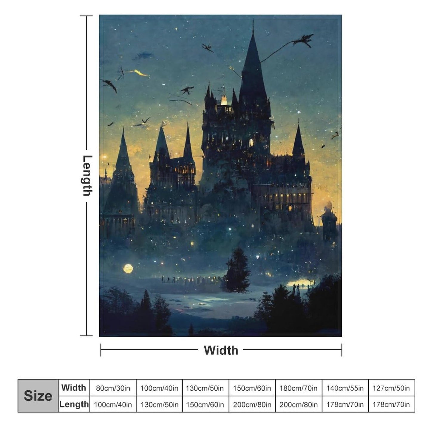 Wizard Castle Halloween Blanket Flannel Goth Throw Blanket Lightweight Soft Warm Cozy Travel Blanket Fit Couch Sofa Bed Living Room Bedroom Gift for Women Men Girls Boys All Season 60"x80"