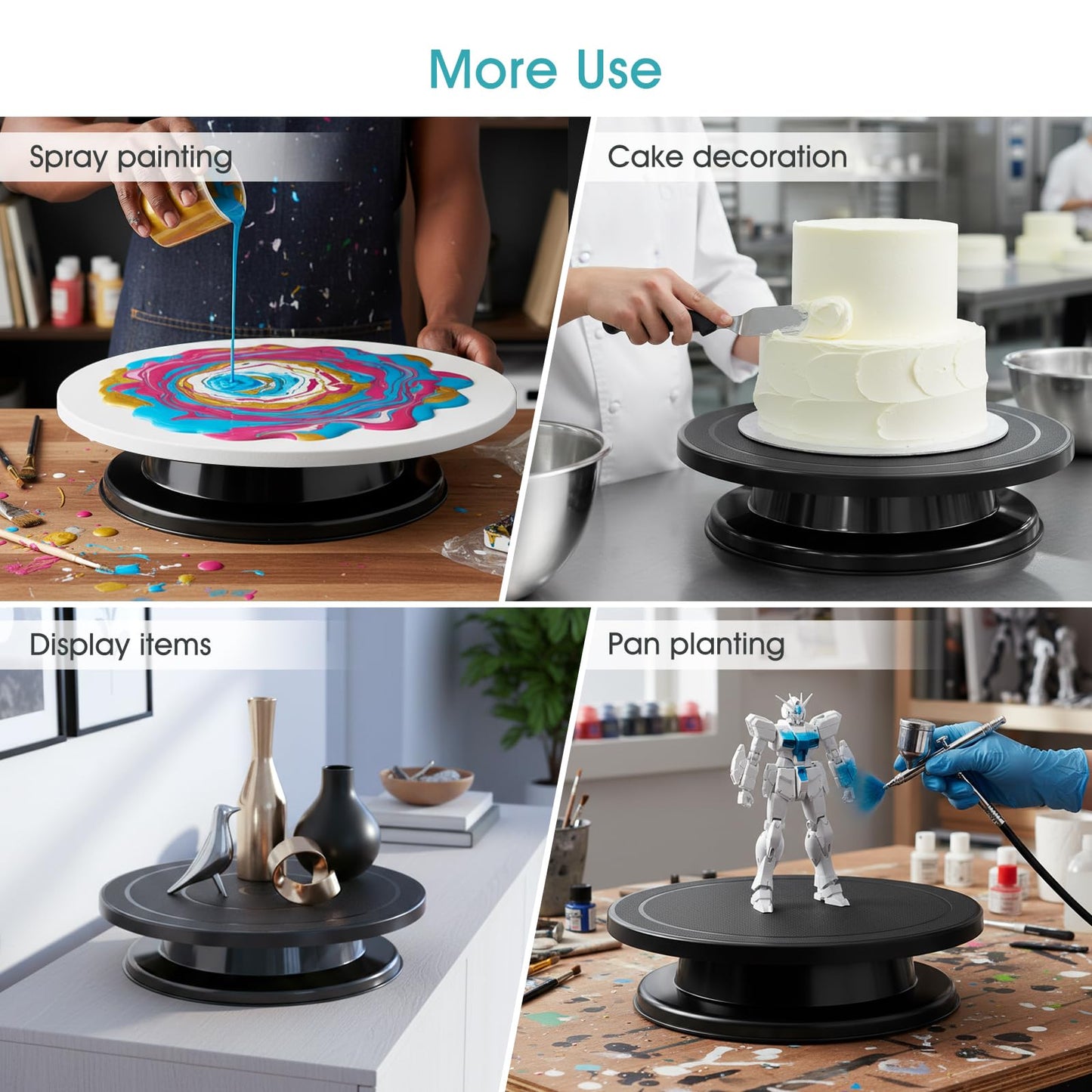 Armrouns 11 Inch Cake Stand, Rotating Cake Turntable for Decorating, Display & Baking, Smooth Revolving Spinner Stand