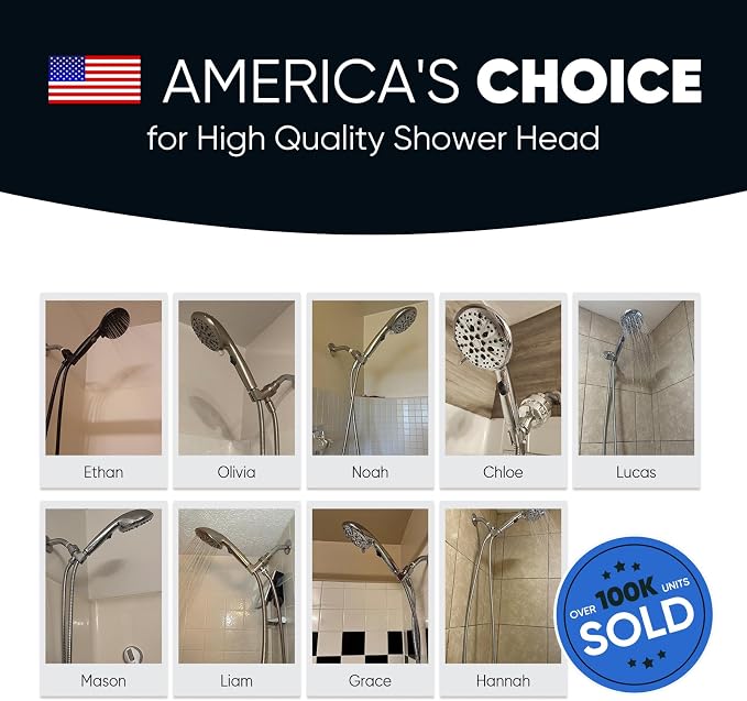 Cobbe 9-Function Shower Head with Built-in Power Spray, 1.8 GPM Water Saving ON/OFF Toggle Switch, High Pressure Handheld Showerhead with 1-Click Pause Button, Brass Bracket & 6ft Hose, ORB