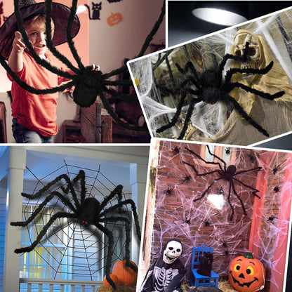 Halloween Outdoor Decorations Giant Spider, 10Ft Scary Large Spider Props for Yard Lawn Halloween Outside Decor and Indoor Party Decor, Black