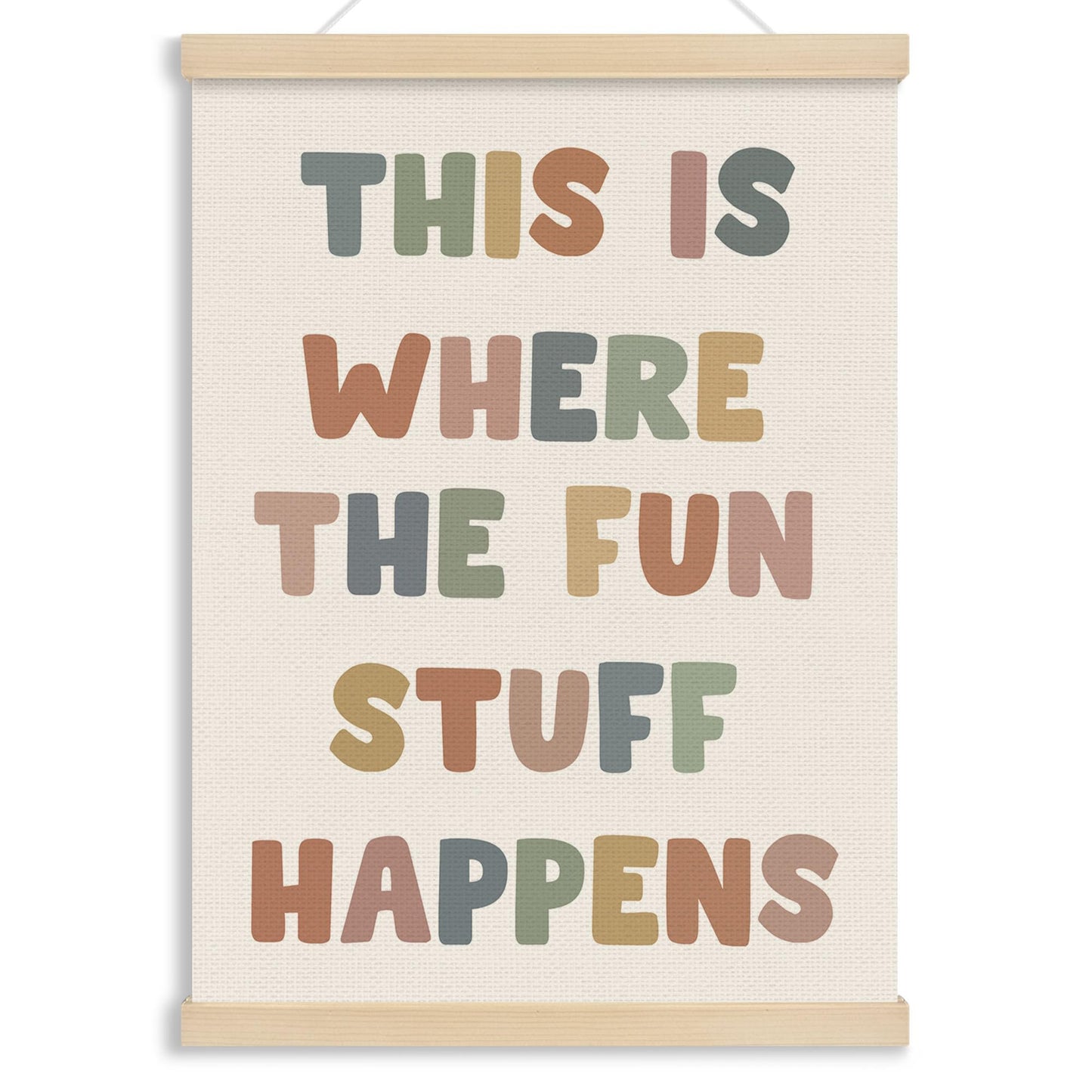 MOTERMATE Boho Inspirational Poster Hanger Frame, Affirmations Wall Hanging Decor Art Framed for Classroom Kids Room Bedroom, This Is Where The Fun Stuff Happens Wall Poster Prints, 12x16 Inch