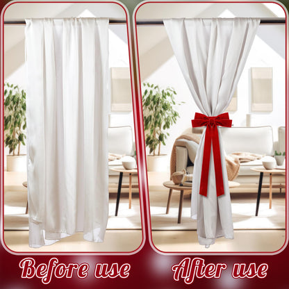 Amyhill 2 Pcs Christmas Red Bow Curtain Tie Backs Burgundy Velvet Bowknot Drapes Buckle Holde Curtain Back Fastener for Xmas Wedding Birthday Cabinet Window Home Hotel Dining Room Party Decoration