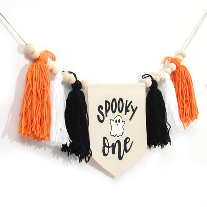 WAOUH Halloween 1st Birthday Decorations - Spooky One High Chair Banner,Cake Smash Halloween Spooky Banner,Ghost First Birthday High Chair Tassel Banner,Spooky Baby Birthday Photo Props