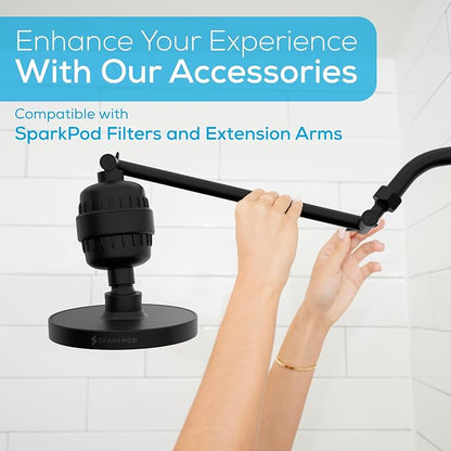SparkPod Rain Shower Head, 6 Inch Round | High Pressure Shower Heads, 90 Nozzle (Touch-to-Clean), Adjustable Showerhead, No-tool Universal Connection