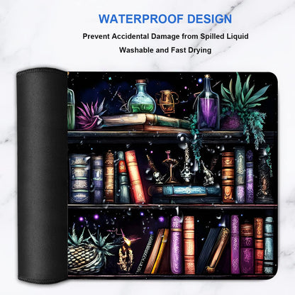 Extended Gaming Mouse Pad 31.5 x11.8 inch, Large Non-Slip Rubber Desk Mat for Gamers, Waterproof Smooth Surface for Precise Mouse Control, Washable Computer Keyboard Pad (Gothic Element Library)