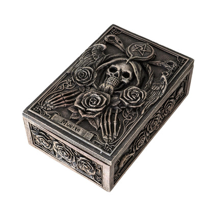 Pacific Giftware Muerte Tarot Box with Grim Reaper and Gothic Rose Design Perfect Home Decor for Tarot Cards Jewelry or Keepsake Storage 5" Long