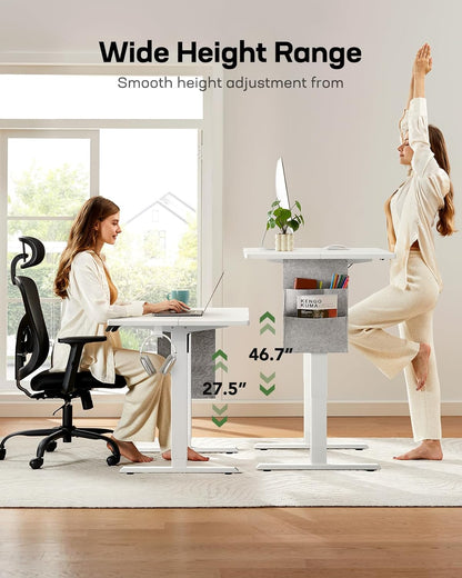 Marsail Standing Desk,Home Office Adjustable Heights Table,Stand Up Desk,63x24 Desktop Sit Stand Gaming Computer Deskfor Study,Writing with 4 Memory Presets,Headphone Hook,Cable Organizer,White