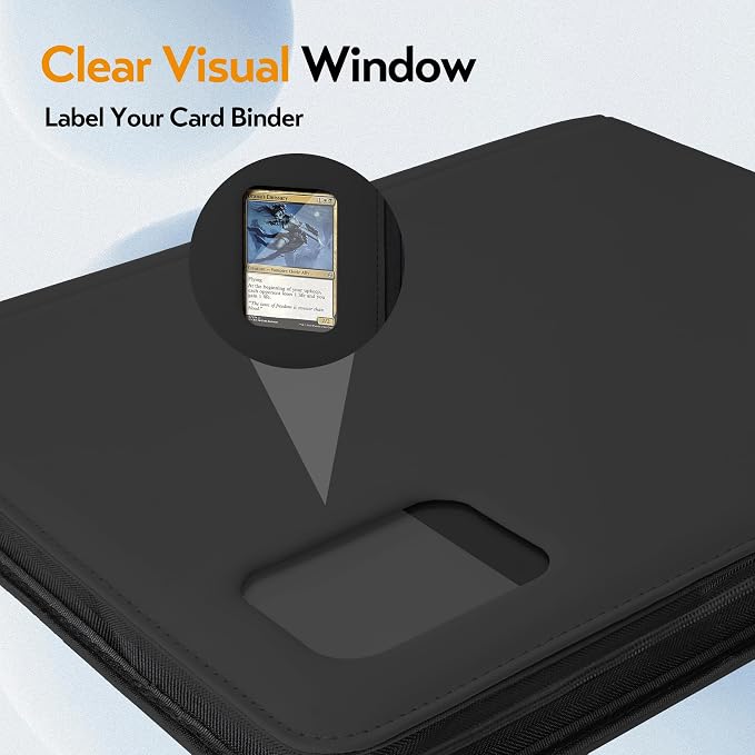 Top Loader Binder for Cards (Clear Window), Holds 288 Cards in 3"x4" Toploaders, Trading Card Binder 9 Pocket for TCG, MTG, YGO, Game Cards, Sports Cards(Black)