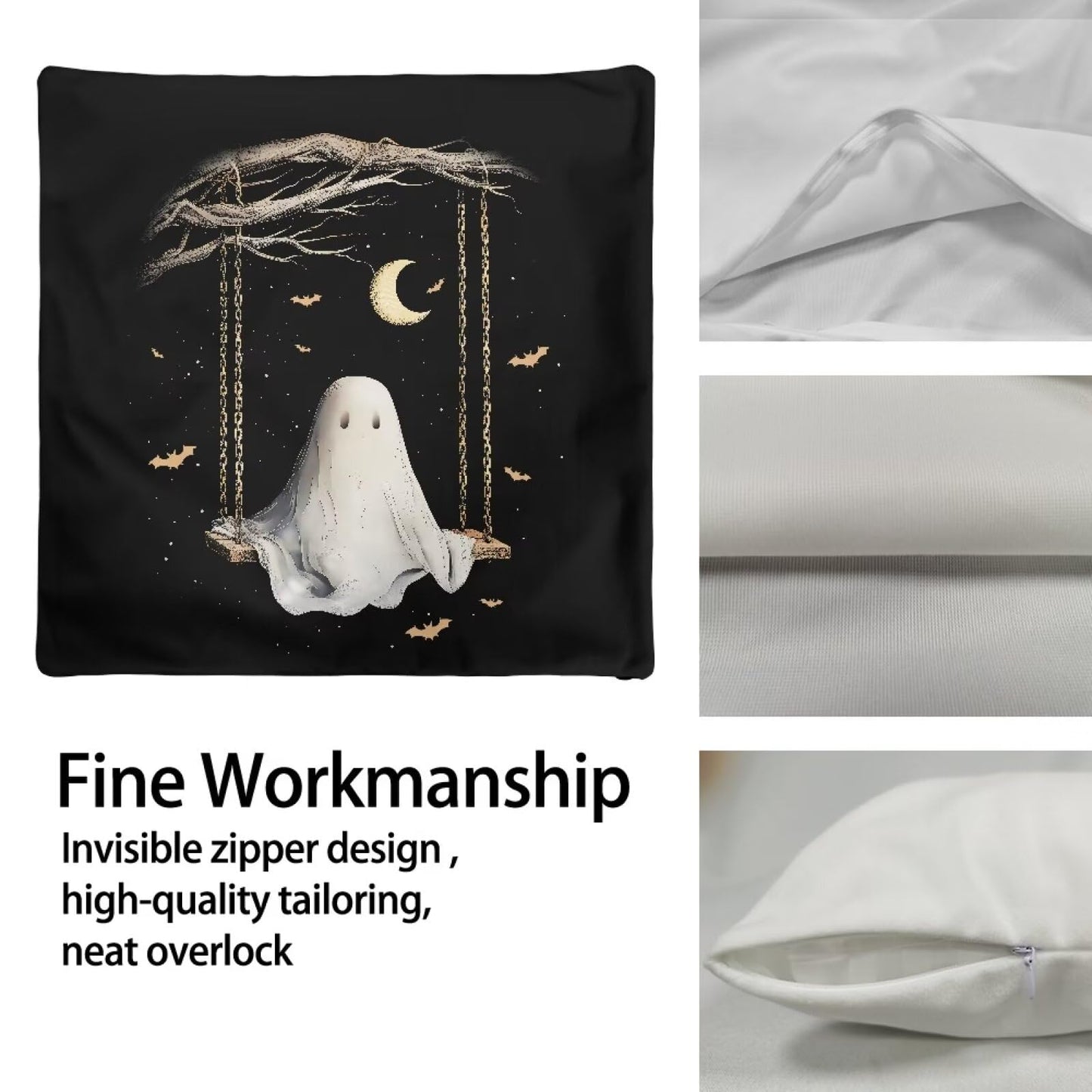 CREAMIC Cute Ghost Couch Pillow Cover Halloween Throw Pillow Covers Decorative Throw Pillowcase Cushion Cover 14x14 Inch Throw Pillows Covers for Sofa Bedroom Car Living Room