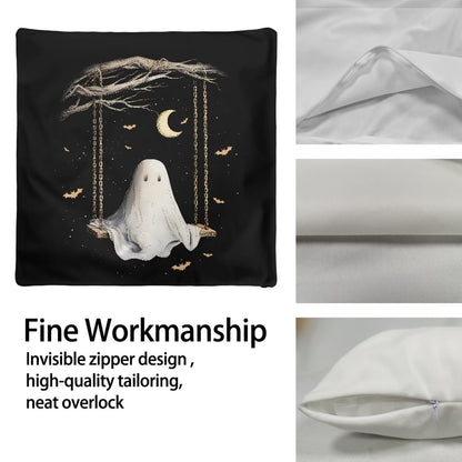 CREAMIC Cute Ghost Couch Pillow Cover Halloween Throw Pillow Covers Decorative Throw Pillowcase Cushion Cover 14x14 Inch Throw Pillows Covers for Sofa Bedroom Car Living Room