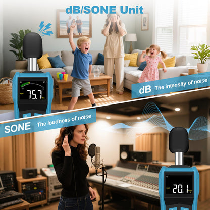 Decibel Meter, DURFICST Sound Level Meter with LCD Color Screen, 30-130dB SPL Meter with A/C Weighting, Data Hold, MAX/MIN,dB/SONE Unit,FAST/SLOW Response,for Home, Office, Factory, Noisy Neighbors