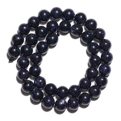 8mm Natural Blue Sandstone Gemstone Polished Round Smooth Stone Beads for Bracelets Jewelry Making