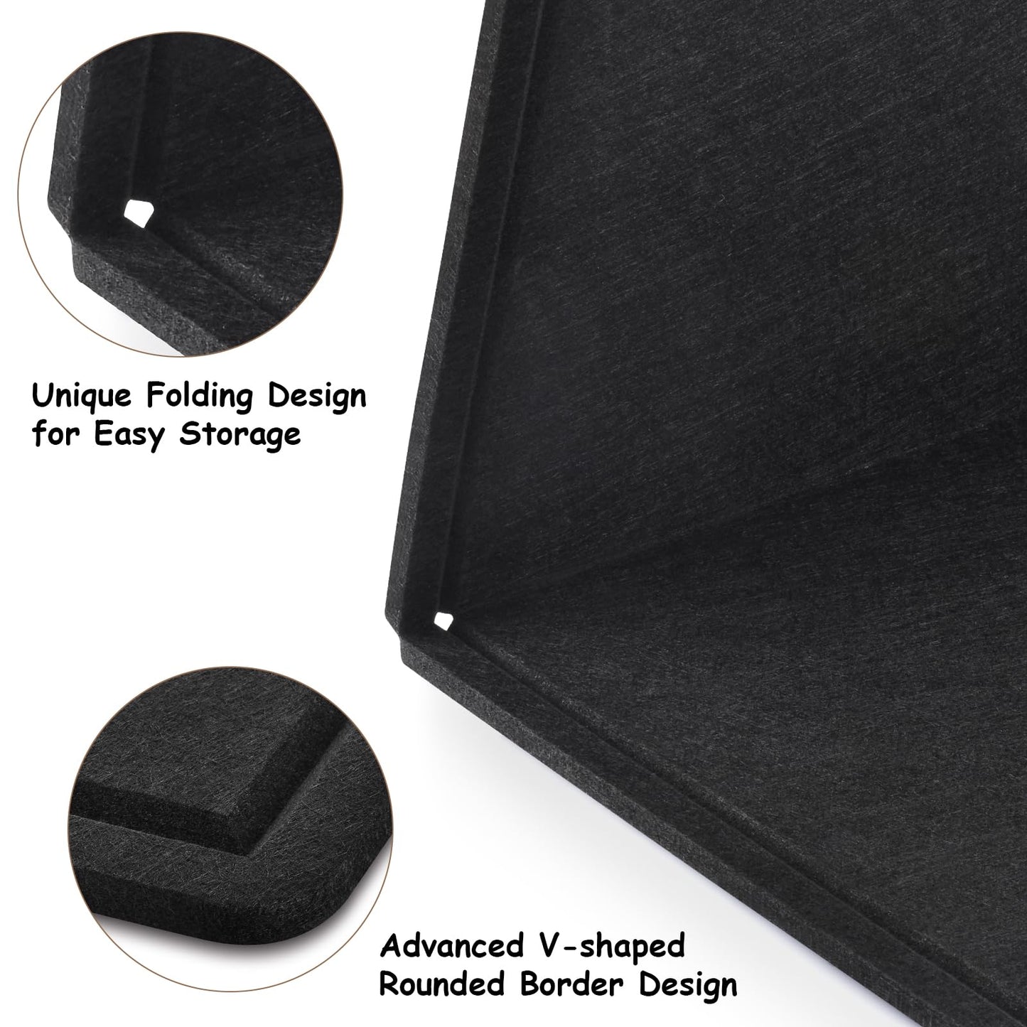 Large Bulletin Board, Foldable 72x48 Inches Cork Board Alternative, Large Felt Board Decorative Pin Board for Wall, Foldable Photo Board Self-Adhesive Vision Board with 36 Pushpins Black