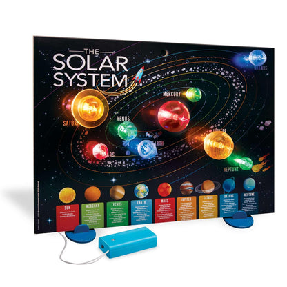 4M KidzLabs 3D Solar System Light-Up Poster for Kids Ages 5-12 – Glow in the Dark Space Science Fair Project Kit with Sun & 8 Planets, STEM Educational Toy, Battery Powered Illuminated Display Board