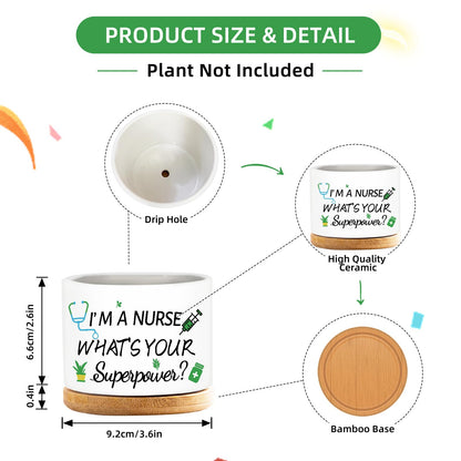 emzrivo 4 Pcs Thank You Gifts Nurse Appreciation Gifts Funny Ceramic Succulent Plant Pot for Nurse Week Graduation Season Gift, Plants Not Included