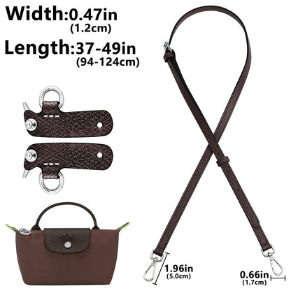 HUXRY CARCH Bag Leather Shoulder Strap Adjustable Crossbody Replacement Fit for Le Pliage Mini Pouch(Mocha)