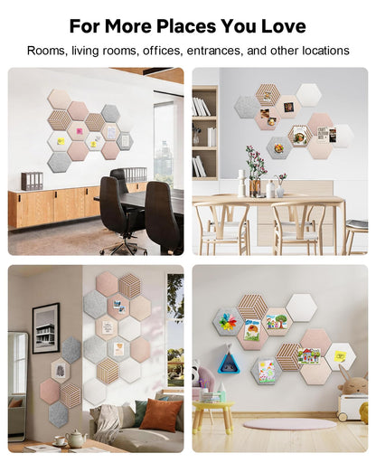 Hexagon Large Cork Bulletin Board Tiles, Peel and Stick Felt Wall Panels for Vision, Message Center, Picture and Prayer Board for Office, Dorm, Room and Desk Decor(Oatmeal)
