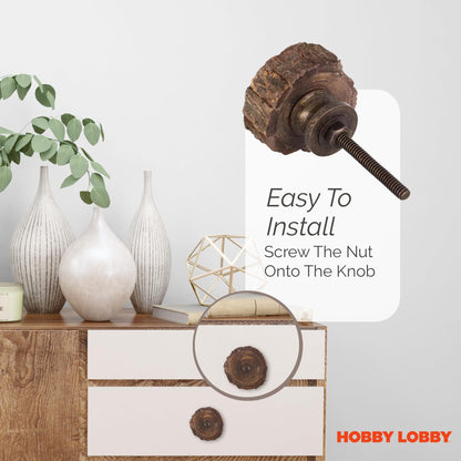 Rustic Edge Stump Wood Knob – Premium Decorative Knobs for Cabinets and Drawers – Novelty Furniture Knobs and Pulls for DIY Hardware Crafts – Vanity, Dresser Hardware for Home Decor - Set of 2