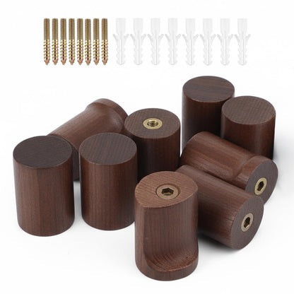 xozeooeu Wood Wall Hooks 8 Pack, Natural Walnut Coat Hooks with Metal Core, Heavy Duty Wall Mounted Hat Hook for Entryway, Bathroom, Bedroom - Rustic Home Decor