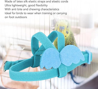 PerGar Parrot Bird Harness Leash, Adjustable Nylon Anti Bite Flying Training Rope, Pet Outdoor Traction Lead, Blue, S