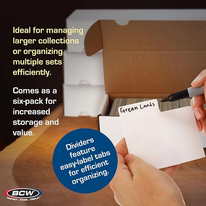 BCW 800ct Trading Card Storage Box & Horizontal Card Dividers – 6 Boxes & 30 Dividers | Sports Card, TCG & CCG Organizer | Trading Card Storage Solution