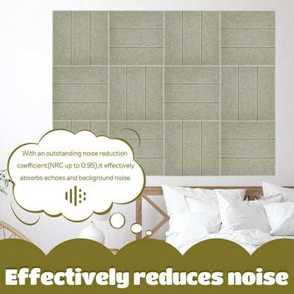 12 Pack Felt Bulletin Board Tiles - Modular Wall Panels (9.45"x9.45" Each), 0.35" Extra Thick Cork Board Alternative with Adhesive Tabs & Push Pins for Office Decor (Sage Green)