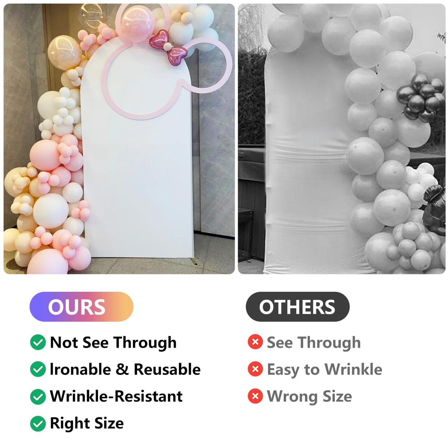 7.2FT Arch Backdrop Cover, Wedding Arch Cover Spandex Fitted Stretchy Background Stand, 2-Sided White Backdrop for Birthday Party Decorations Ceremony Baby Shower Banquet Christmas