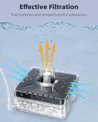 Pawfly Aquarium Sponge Filter, Small Fish Tank Filter with Foam and Air Stone, Sponge Filter for Fish Tanks up to 5 Gallons (Air Pump Not Included)