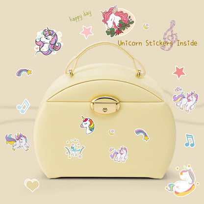 VLANDO Kids Musical Jewelry Box for Girls with Drawer, Music Box with Ballerina and Stickers for Birthday Bedroom Decor, Gifts for Girls Kids Christmas Thanksgiving Gifts 2024 - Yellow