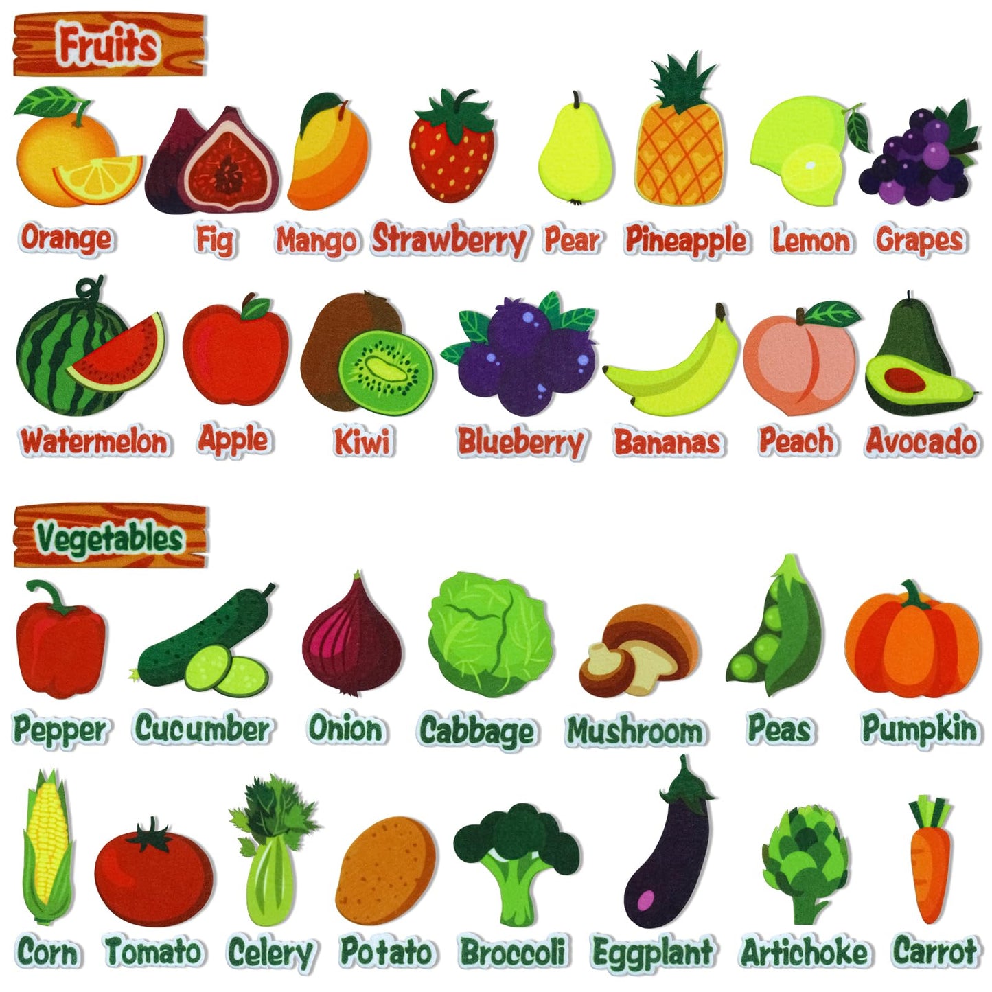 BXI 30 Pcs Vegetables & Fruits Felt Board Story Pieces Set for Toddlers, Preschool & Kindergarten, Precut Felt Marine Life Figures for Preschool Crafts Activity Early Learning Storytelling