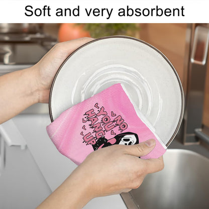 No You Hang Up Pink Ghost Kitchen Towels Dish Towels, 16 x 24 Inch Halloween Ultra Absorbent Drying Cloth Tea Towels for Cooking Baking Set of 2