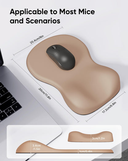 Laborio Ergonomic Mouse Pad with Wrist Rest, Mousepad with Wrist Support, Non-Slip Hard Base Mouse Pads, Portable for Office/Home/Travel Work(Coffee)