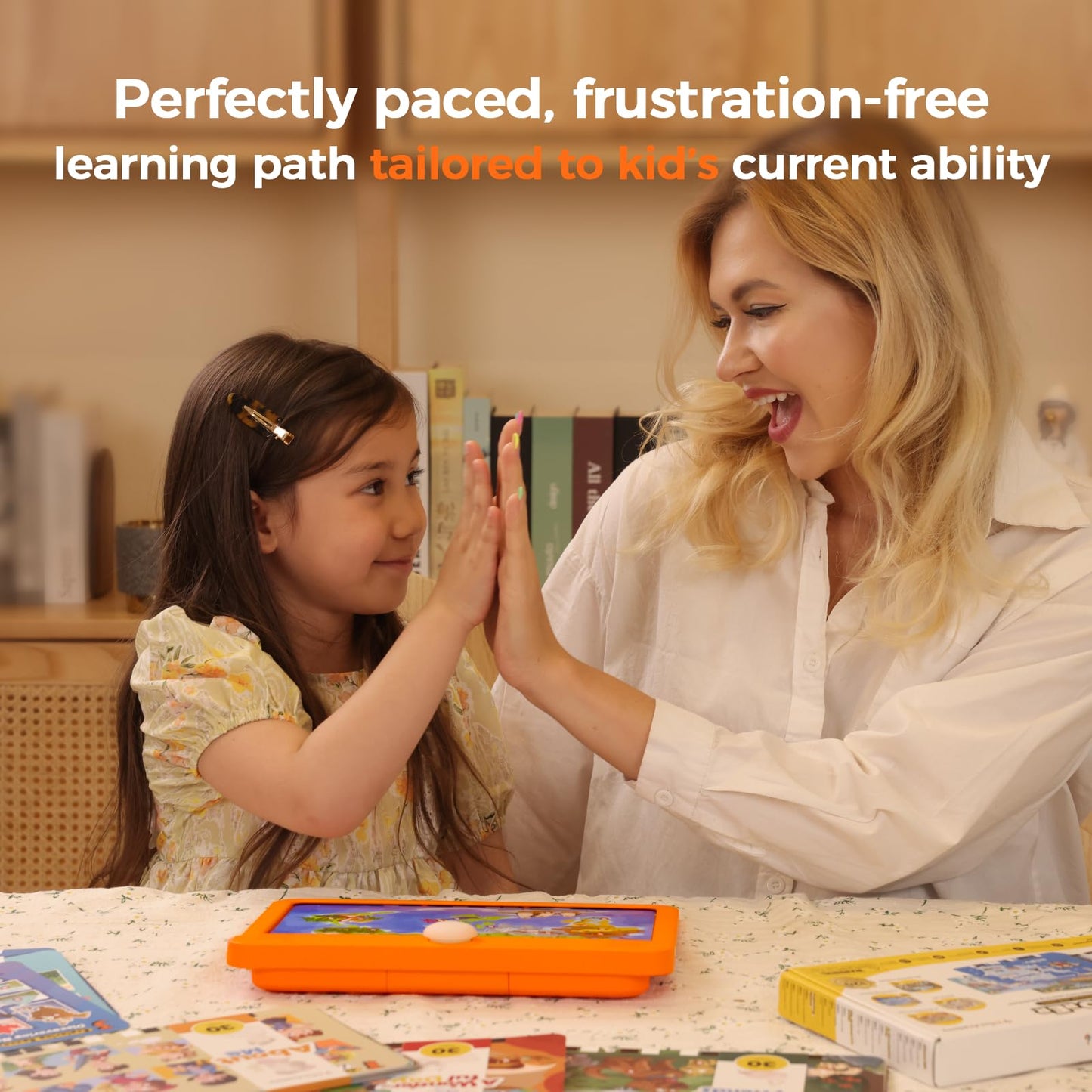 Think Academy Learning Pad for 5+, Age-Optimized Screen-Free Educational Learning Tablet, Learn to Read Phonics Flash Cards with Alphabet, Words, Numbers, Music, Preschool Learning Activities for Kids