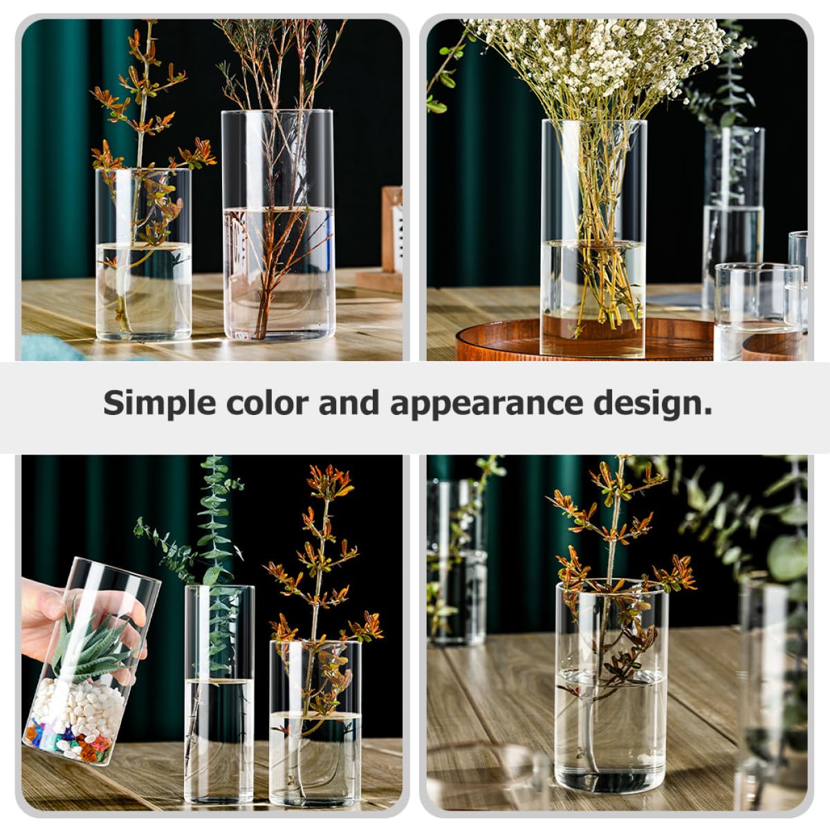 NUOBESTY Glass Flower Vase Hydroponic Cylinder Vase 10cm X 25cm High Borosilicate Glass Terrarium for Indoor Plant Display and Home Décor
