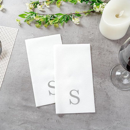 Luxenap 15.8 X 7.9 Inch Linen-Feel Guest Towels, 50 Lettered Hand Towels