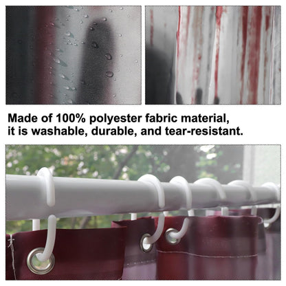 Halloween Shower Curtain Set: Spooky Female Blood Ghost Shadow Halloween Bathroom Shower Curtain with Hook, Bloody Handprint Haunted House Fabric Shower Curtain for Bathroom Decorations Indoor