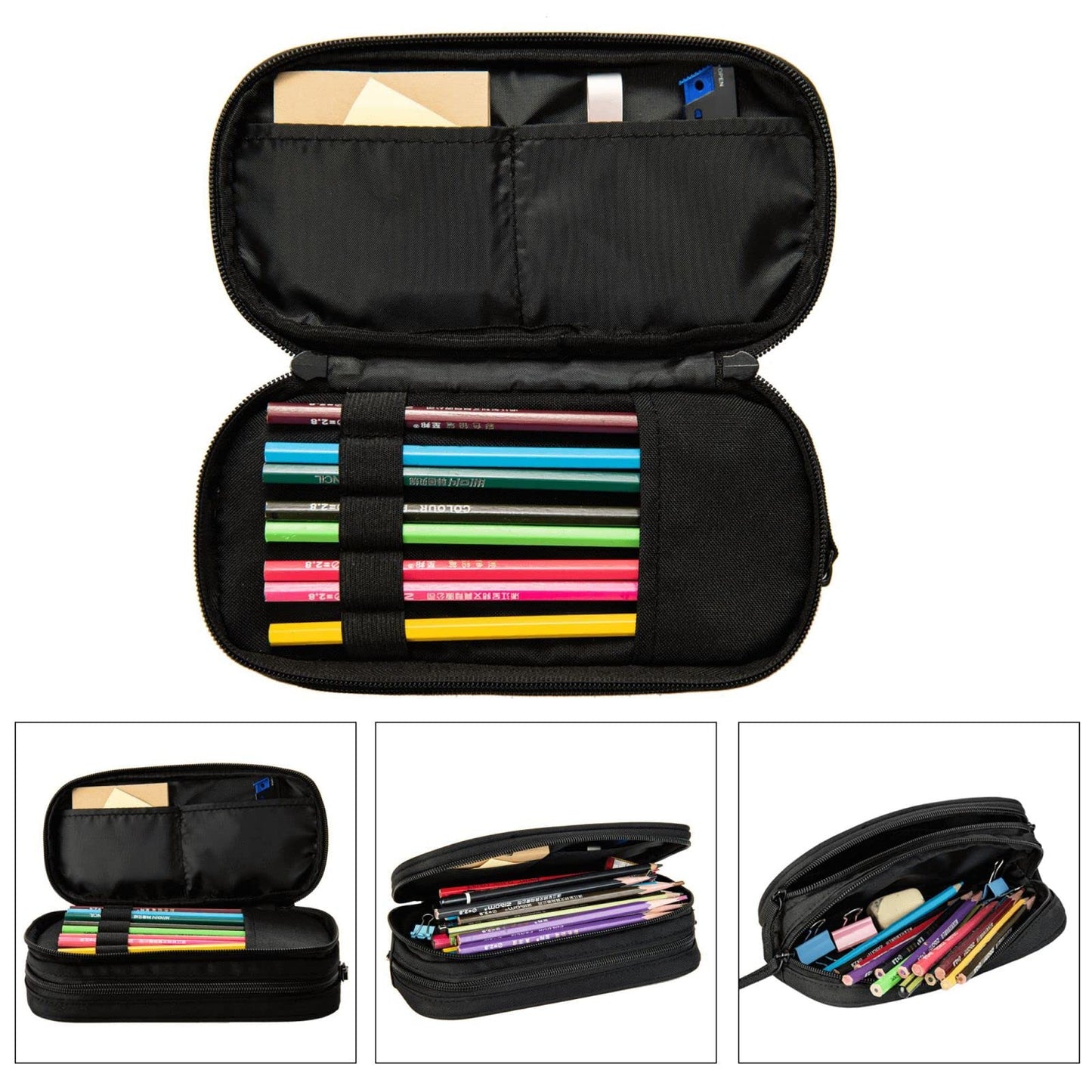 YETTA YANG Halloween Skeleton Funny Skull Pencil Box Case for Pen Holders Office Supplies Big Capacity large