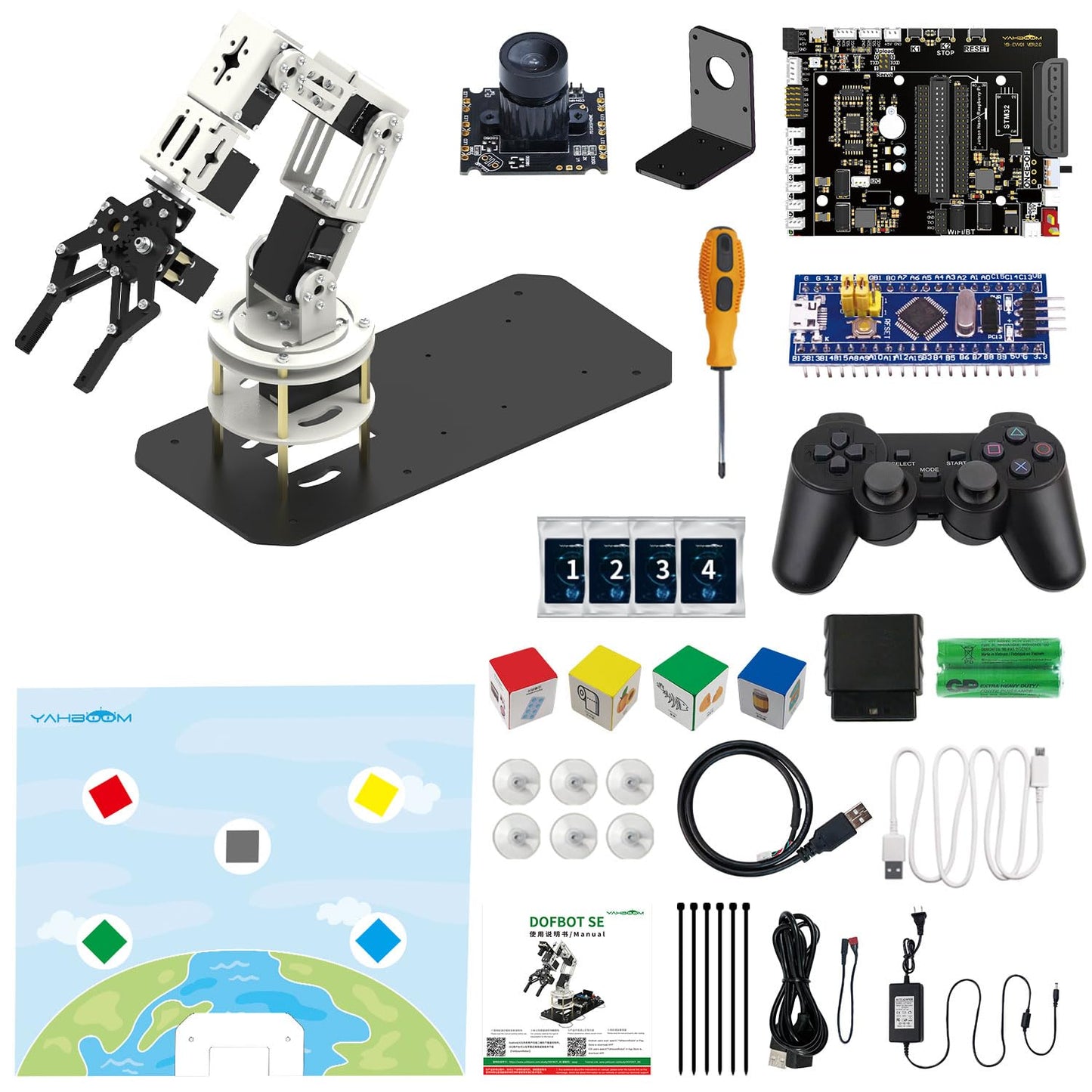 Yahboom ROS2 6DOF Robotic Arm Embodied Intelligence, 3D Spatial Recognition, Virtual Machine PC Control, AI Large Model Voice Module (Standard Kit)