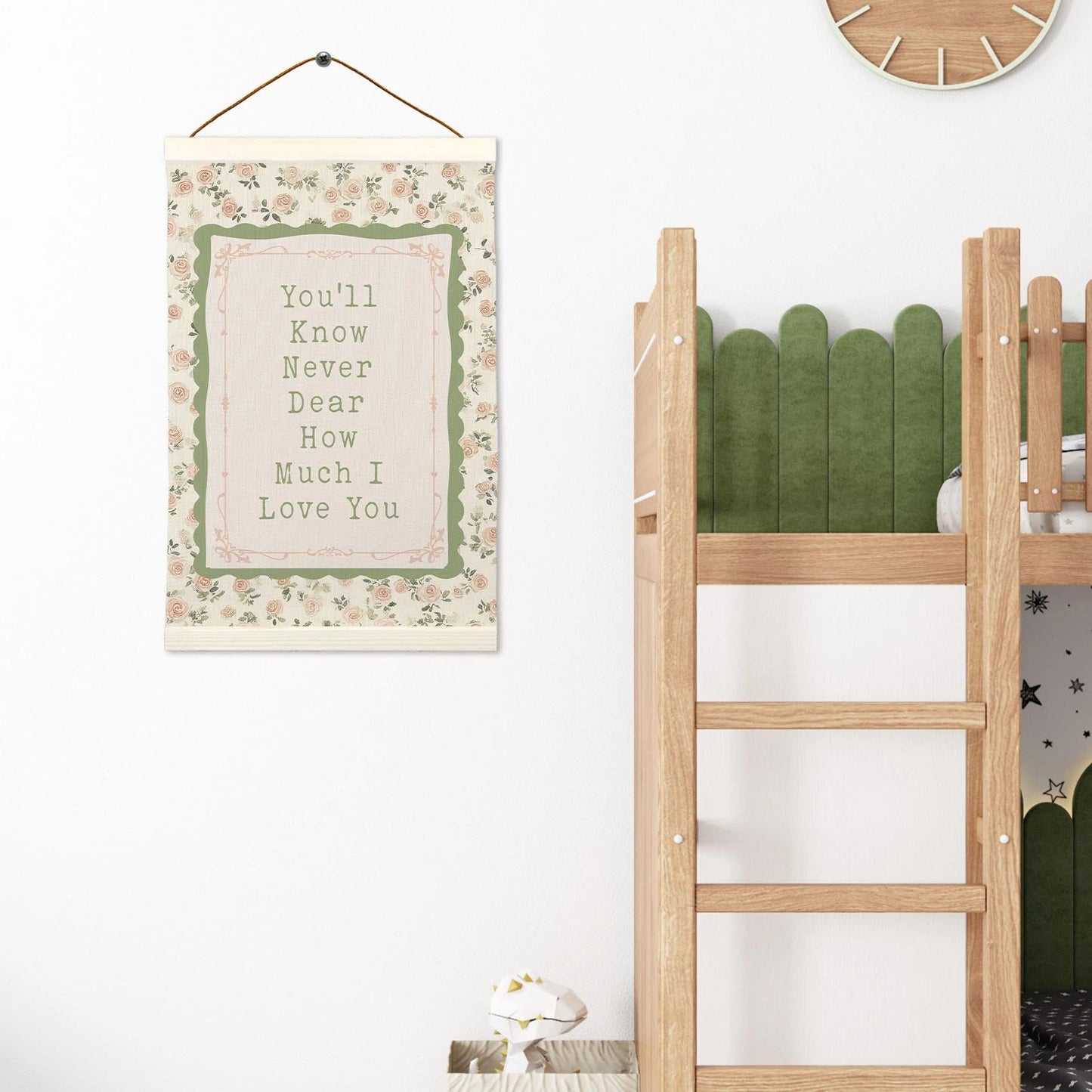 LKETW Girl Nursery Floral Poster Hanger Frame 12x16 Inch, Wildflower Nursery Wall Art Posters for Bedroom, You'll Never Know Dear How Much I Love You Hanging Banner Decor for Girls Room Dorm
