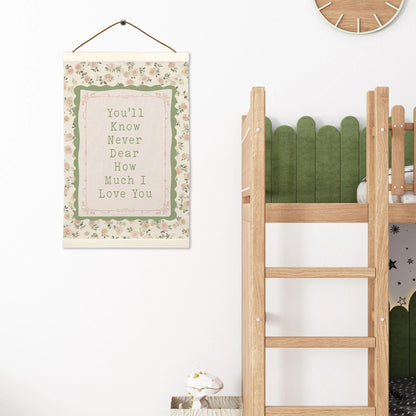 LKETW Girl Nursery Floral Poster Hanger Frame 12x16 Inch, Wildflower Nursery Wall Art Posters for Bedroom, You'll Never Know Dear How Much I Love You Hanging Banner Decor for Girls Room Dorm