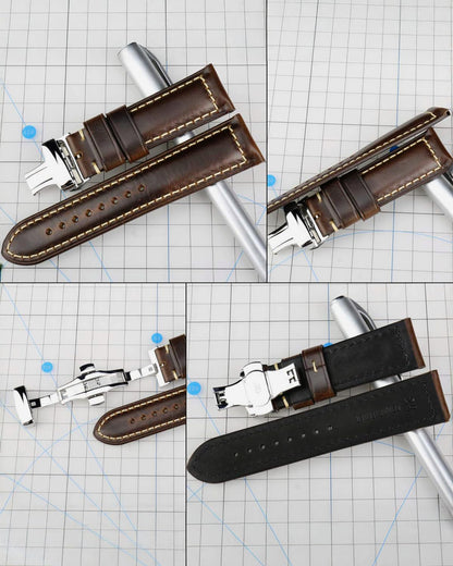 REZERO Watch Band, Vintage Oil Wax Leather Watch Straps 18mm 19mm 20mm 21mm 22mm 23mm 24mm 26mm Watch Belt for Men Women